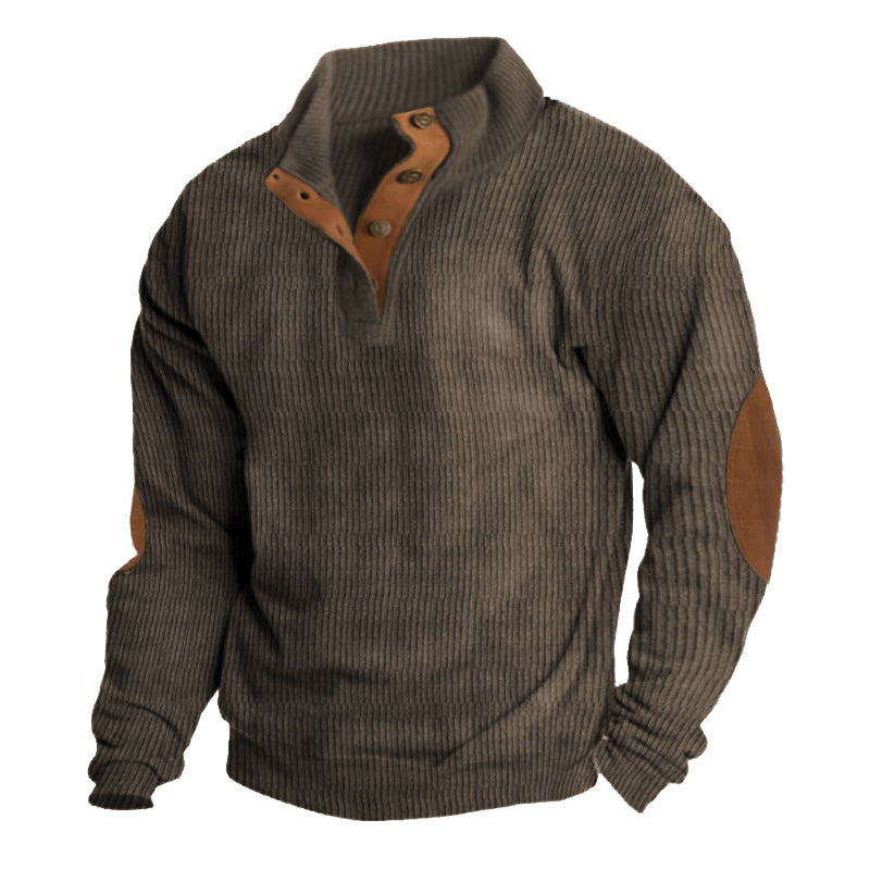 Robert | Herren Gerippter Pullover mit Ellbogen-Patches