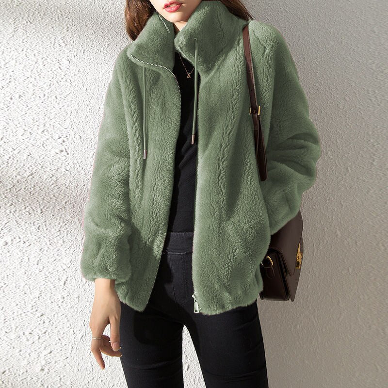 Sabina | Damen Gemütliche Winterjacke aus Kunstfell