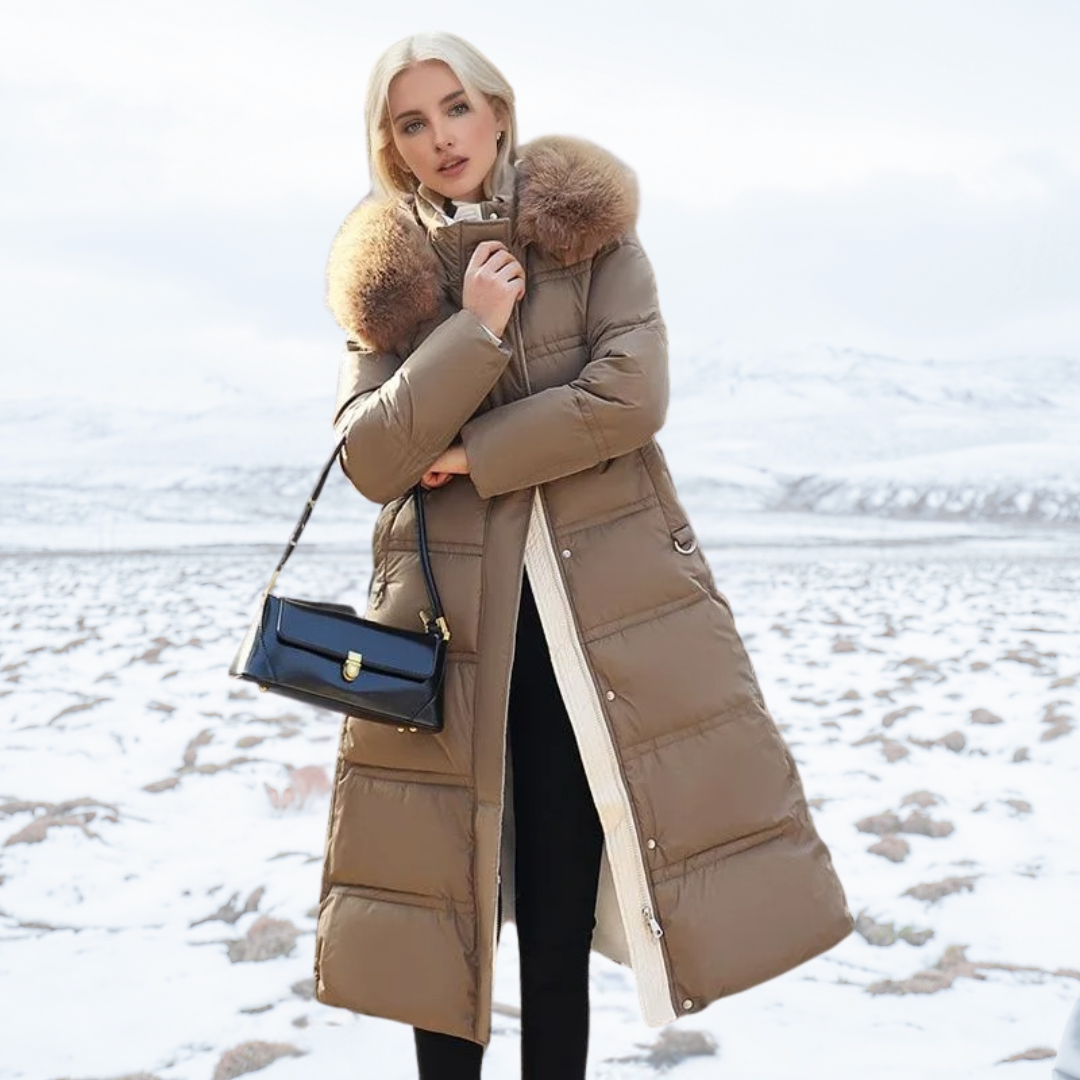 Emilia | Damen Winter Lange Pufferjacke mit Fell