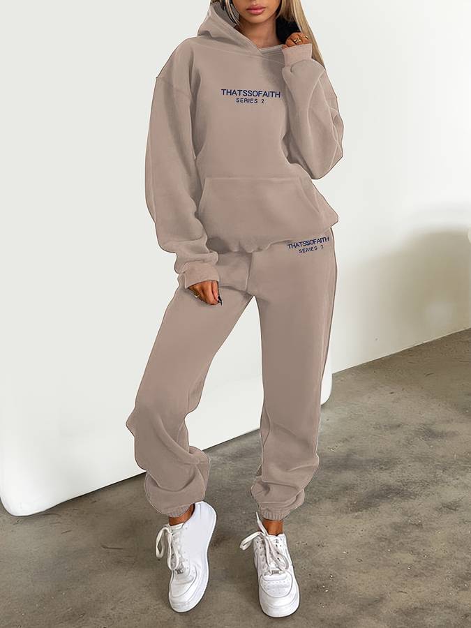 Edith | Damen Lässiger Winter Trainingsanzug Set