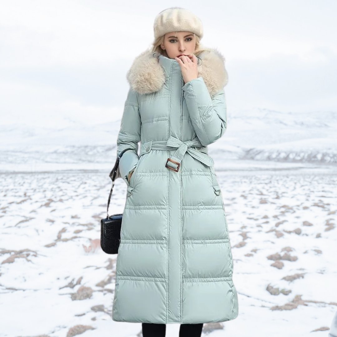 Emilia | Damen Winter Lange Pufferjacke mit Fell