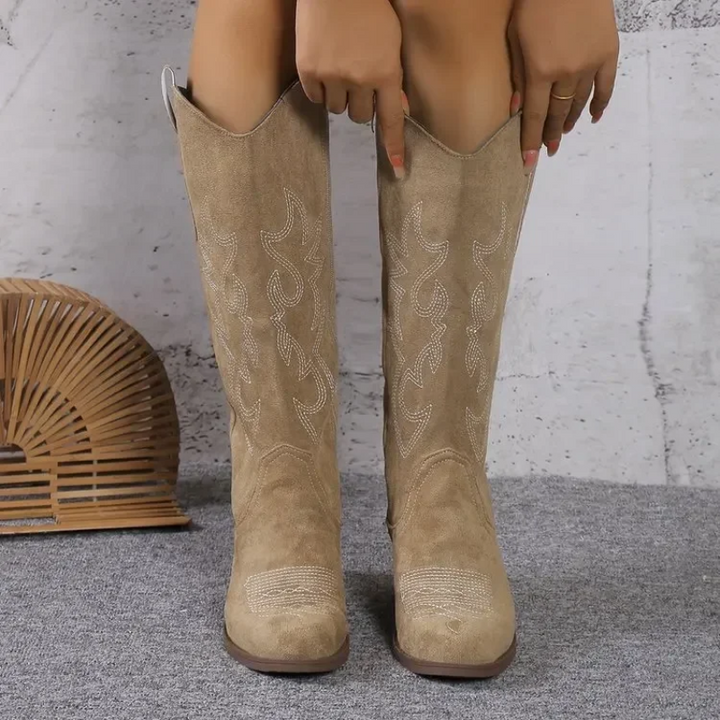 Jana | Damen Winter Westernstiefel mit Stickerei