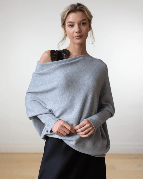 Laura | Winter Damen Off-Shoulder Lockerer Pullover
