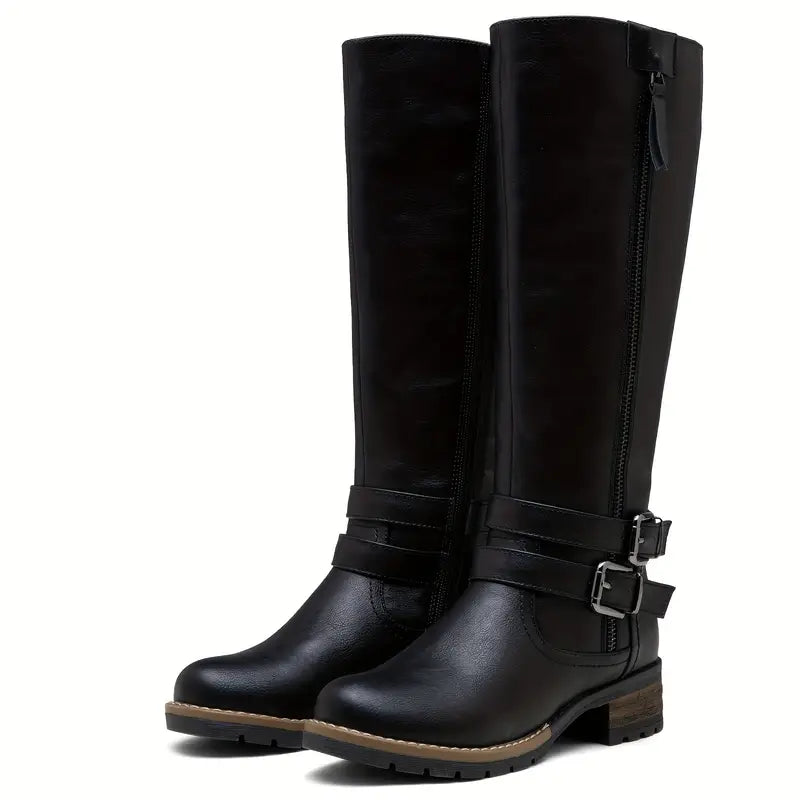Viviane | Damen Winterstiefel mit Schnallen kniehoch