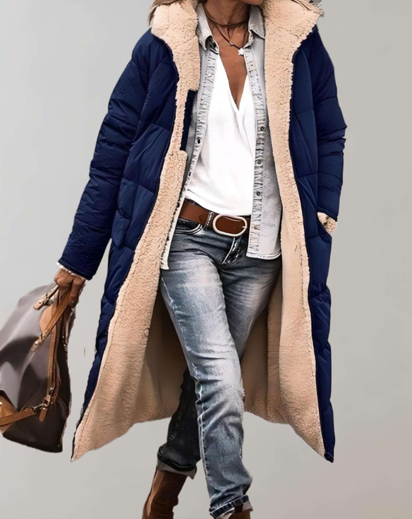 Carolin | Winter Damen Steppmantel mit Fleecefutter
