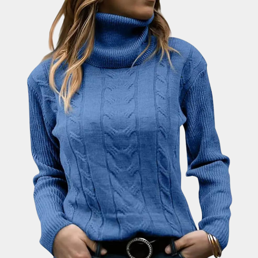 Claudia | Damen Hochgeschlossener Gestrickter Winterpullover
