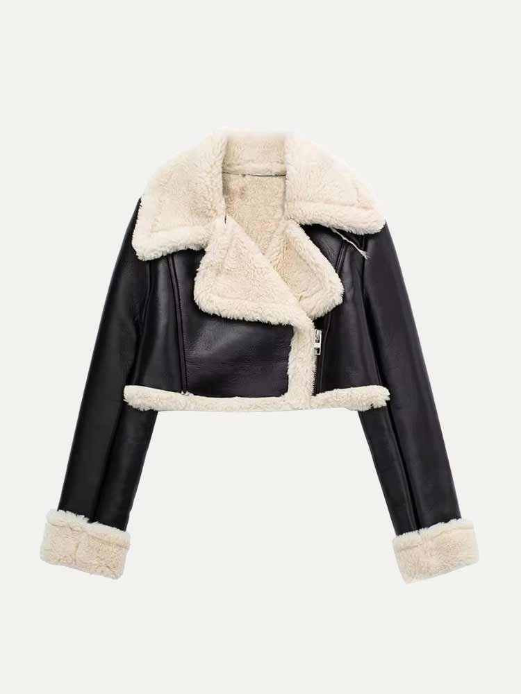 Martina | Damen Winter Kunstpelz Cropped Jacke