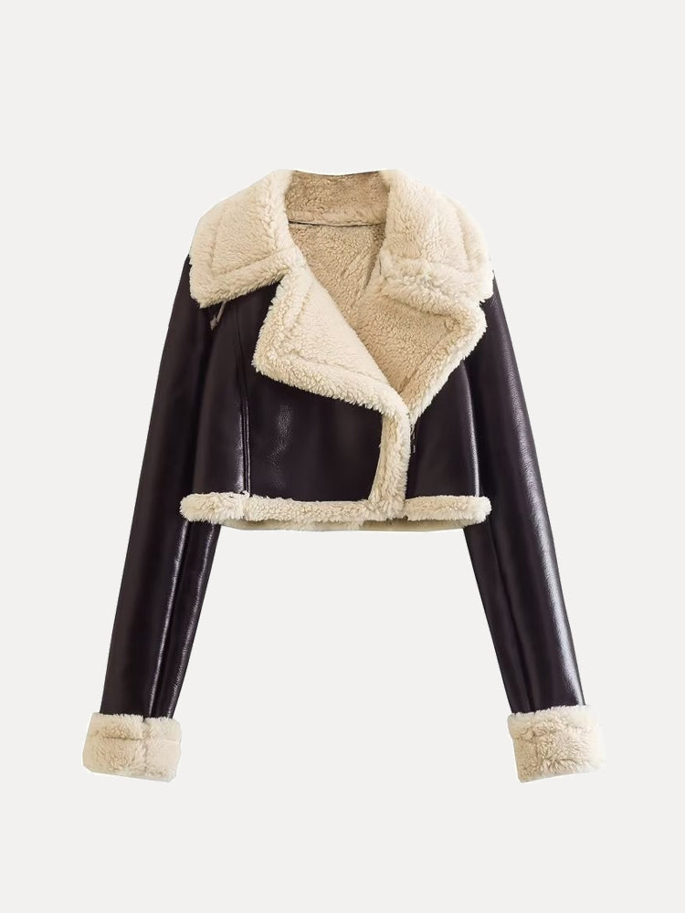 Martina | Damen Winter Kunstpelz Cropped Jacke