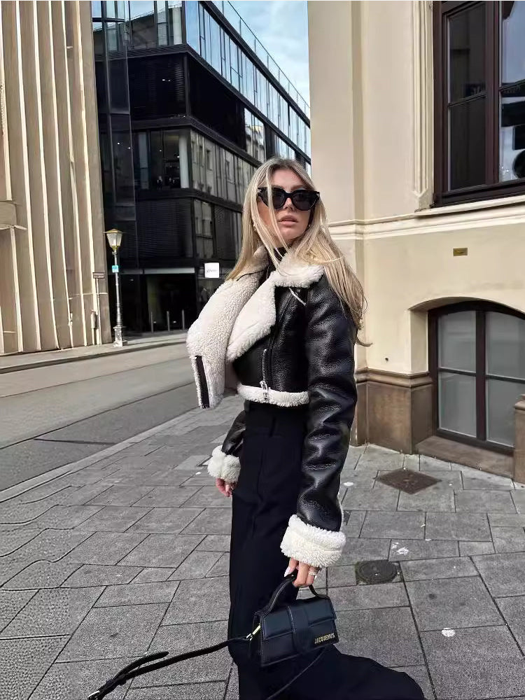 Martina | Damen Winter Kunstpelz Cropped Jacke