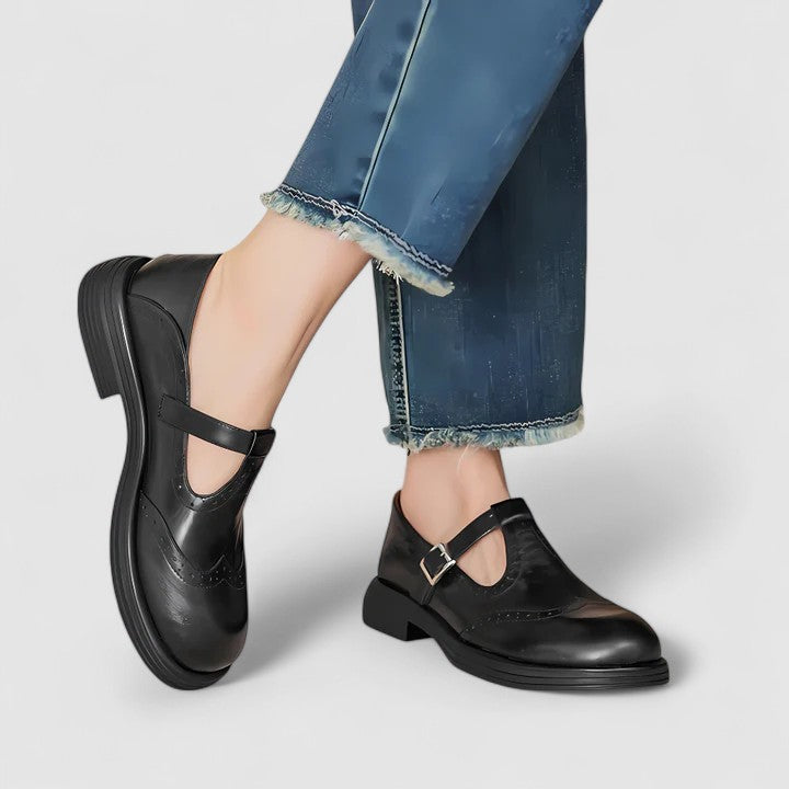 Michael | Klassische Damen Leder-T-Riemchen-Schuhe