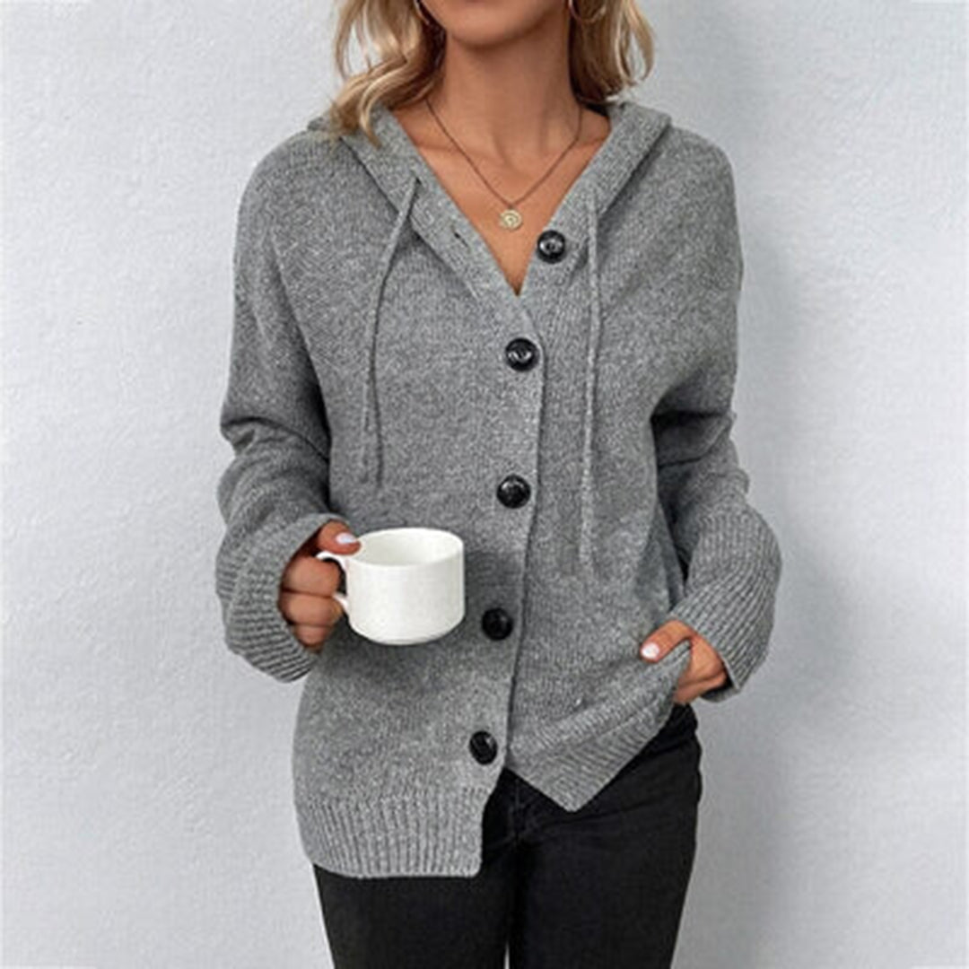 Karin | Damen Lässige Lockere Strickjacke mit Knopfleiste