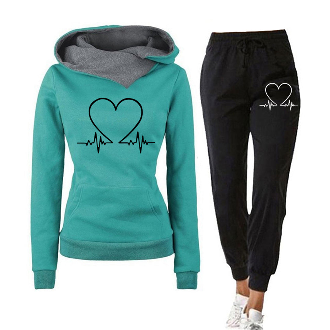 Martina | Damen Hoodie- und Hose-Set mit Herzmotiv