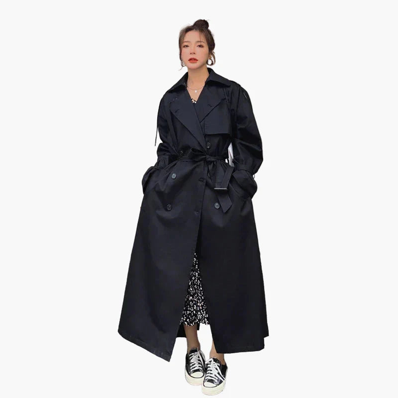 Jessica | Damen Maxilanger Doppelreihiger Trenchcoat
