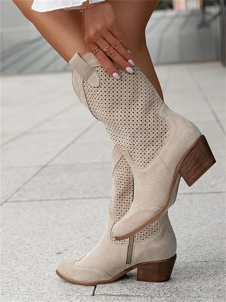 Elke | Damen Perforierte Western Winterstiefel