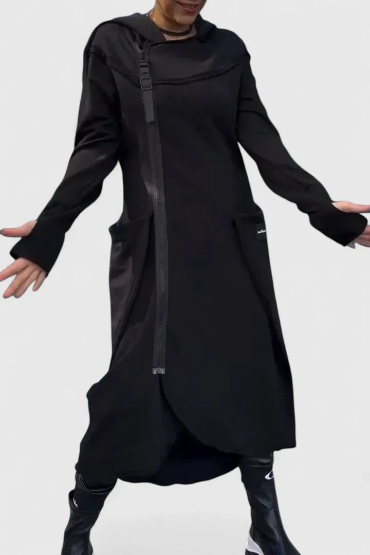 Barbara | Lässiges Langärmeliges Hoodie-Kleid mit Reißverschluss