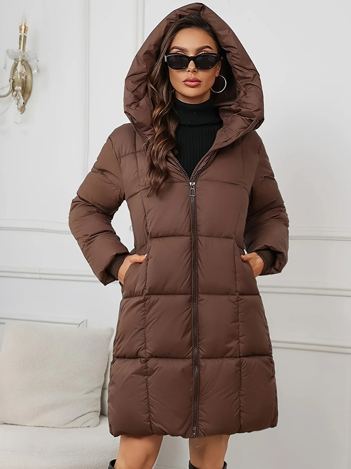 Sabine | Damen Warmer Kapuzen Puffermantel für den Winter