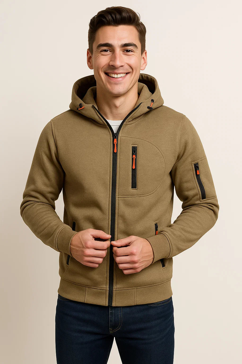 Friedrich | Herren Freizeit-Hoodiejacke mit Reißverschluss vorne