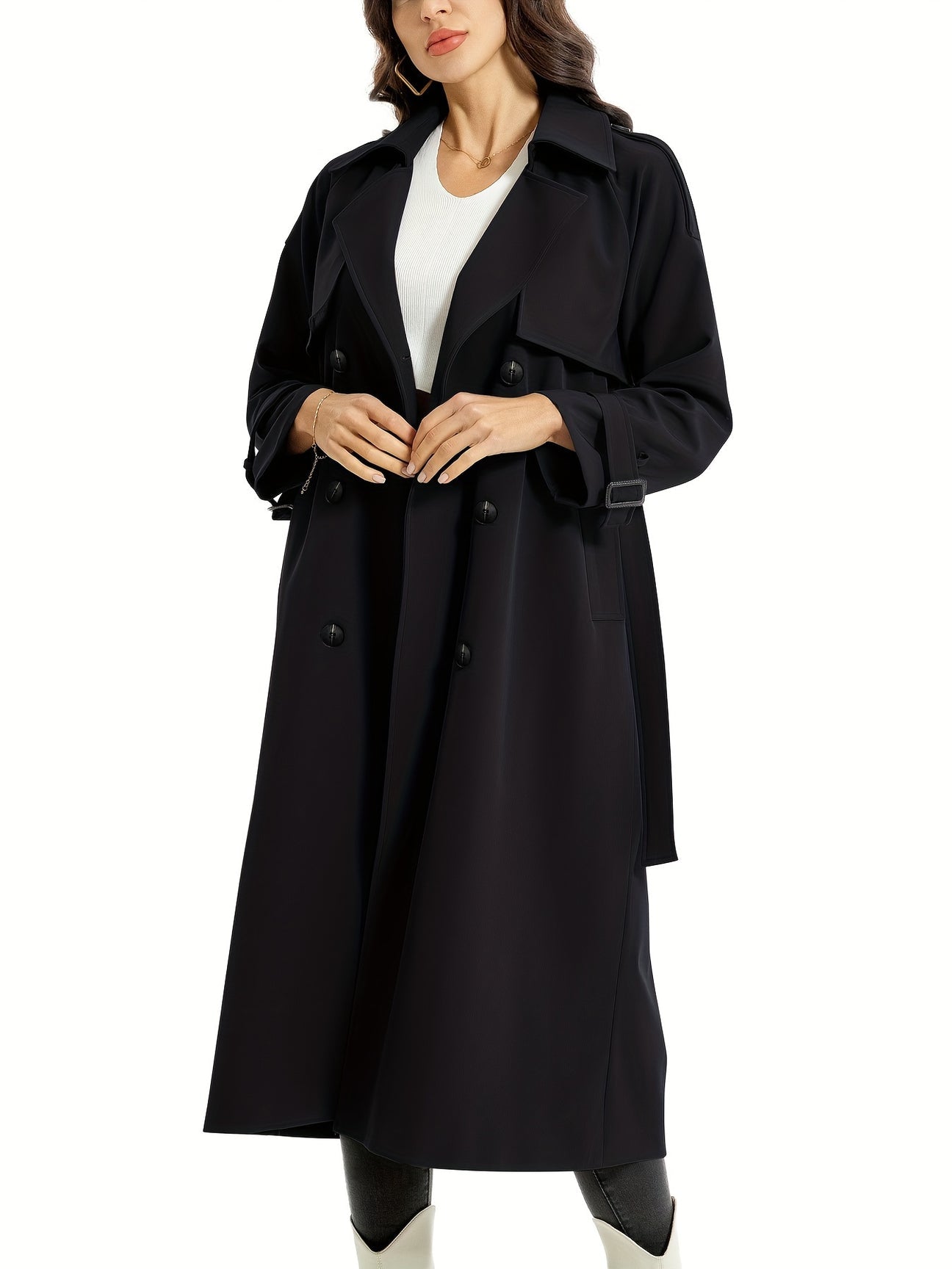 Bettina | Damen-Doppelreihiger Trenchcoat mit Gürtel