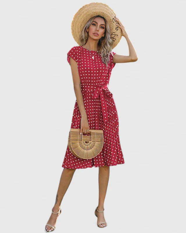 Petra | Damen Midikleid mit Kurzärmeln und Faltenrock