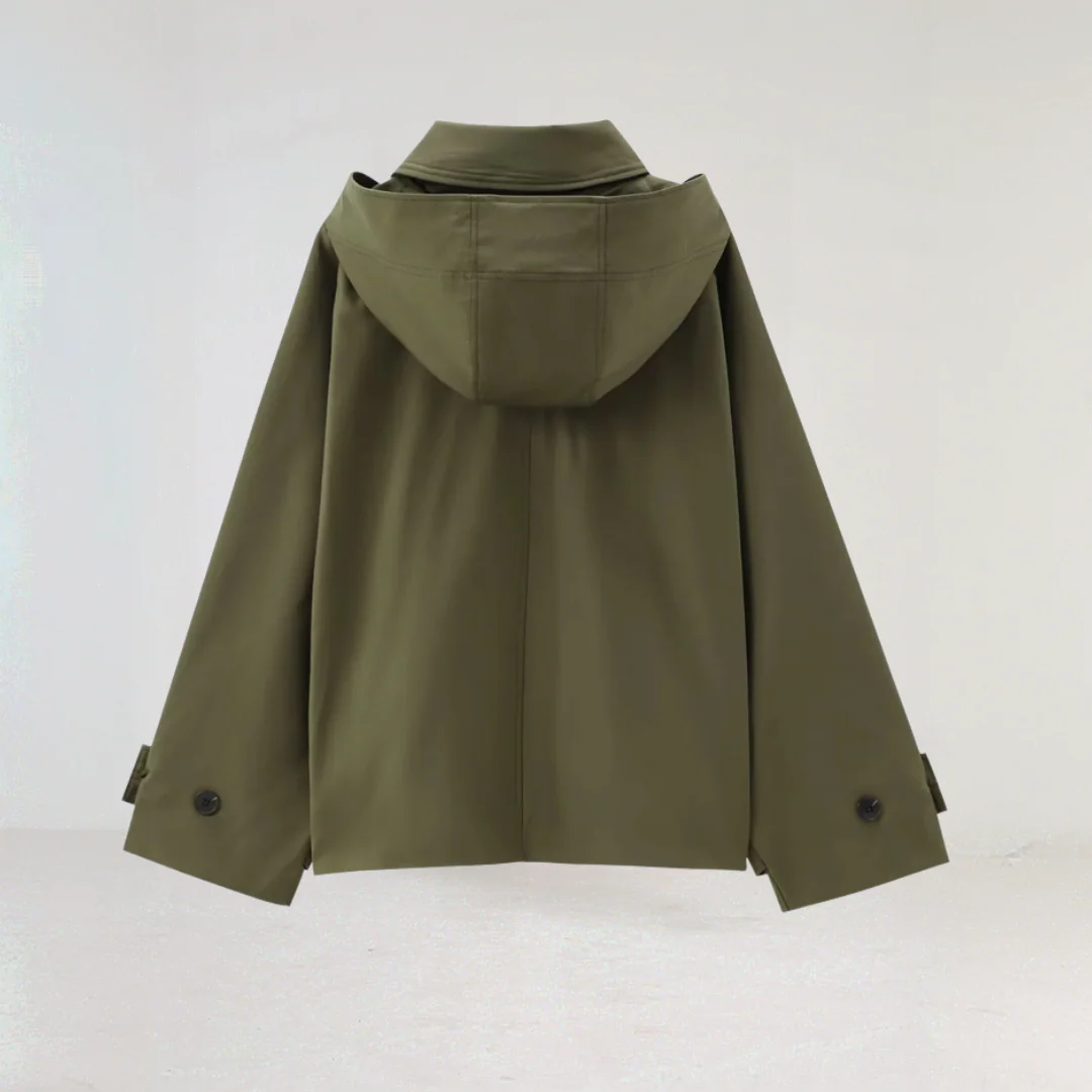 Carolin | Damen Lässige Leichte Regenjacke mit Knopfleiste