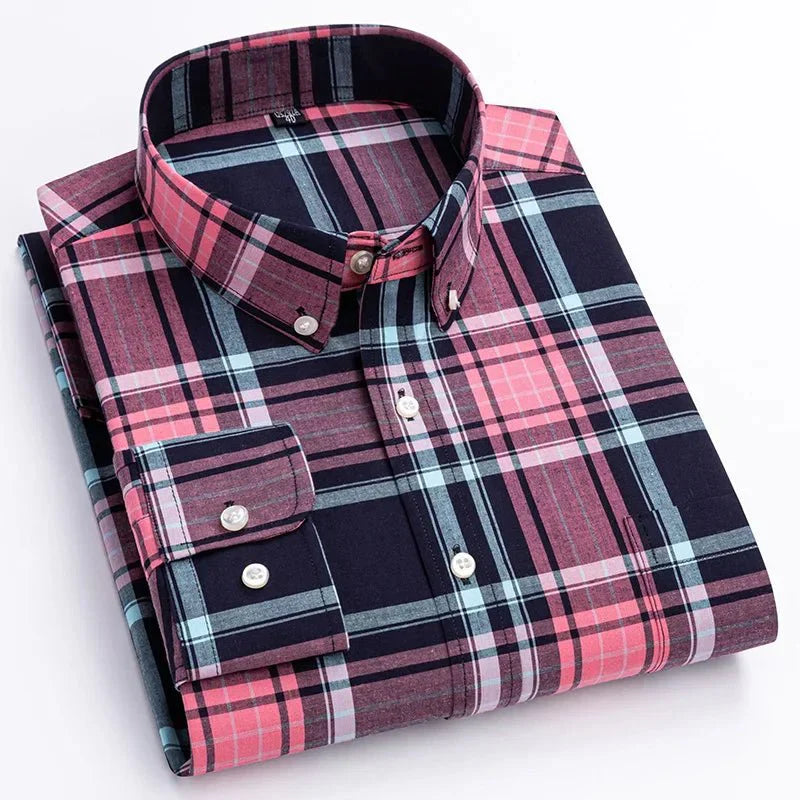 Dominic | Herren Lässiges Kariertes Button-Down-Hemd