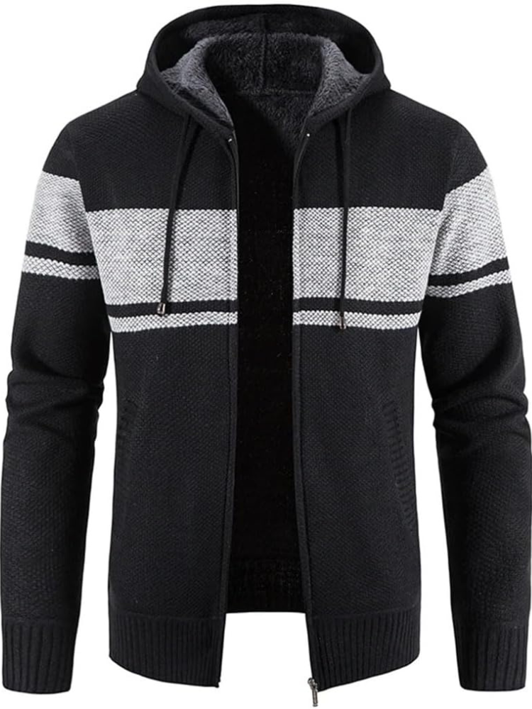 Heinrich | Herren Gestreifte Strickjacke mit Reißverschluss für den Winter