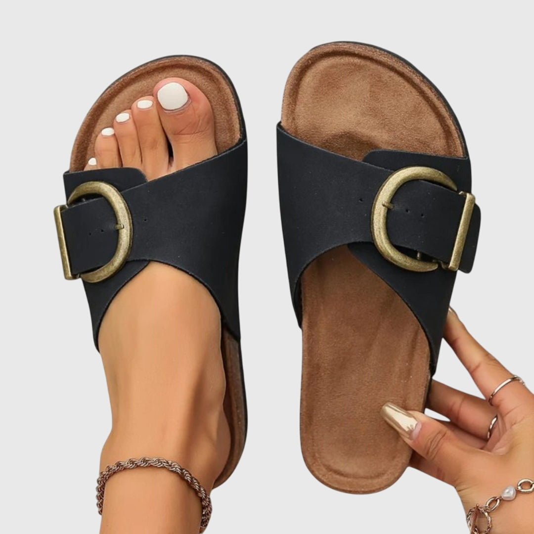 Monika | Damen Lässige Slip-On-Sandalen mit Schnalle