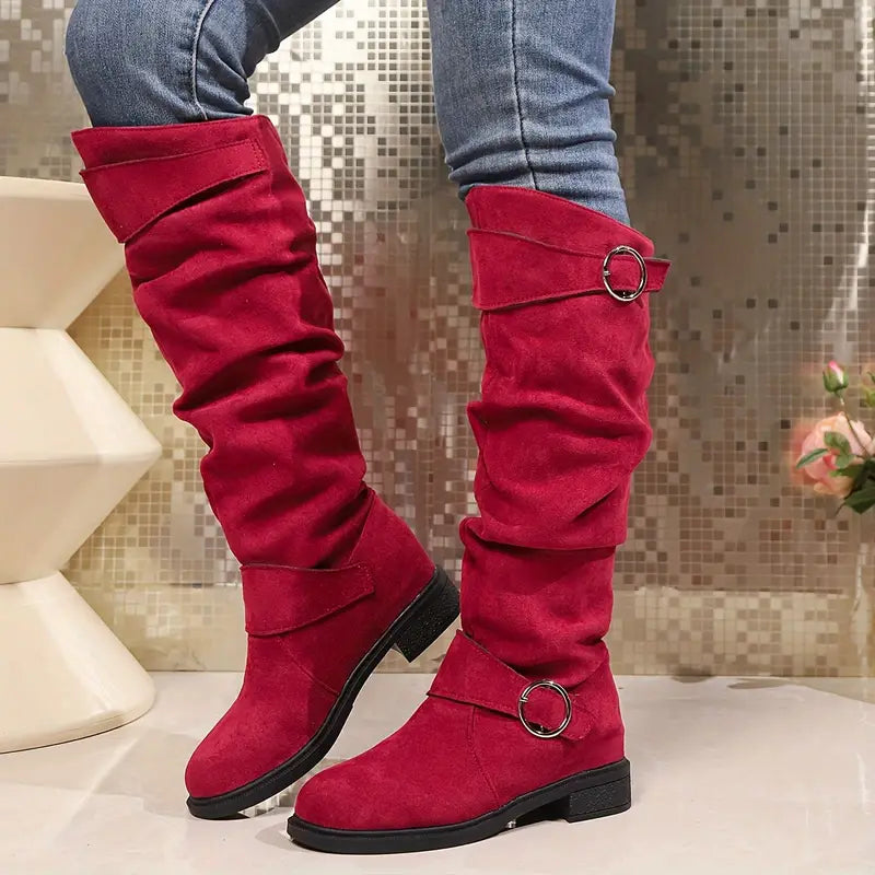 Dorothea | Damen Winter Kniehohe Stiefel mit Schnalle
