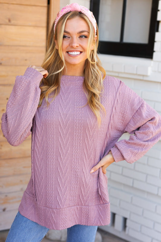 Lara | Damen Winter Zopfmuster Strickpullover
