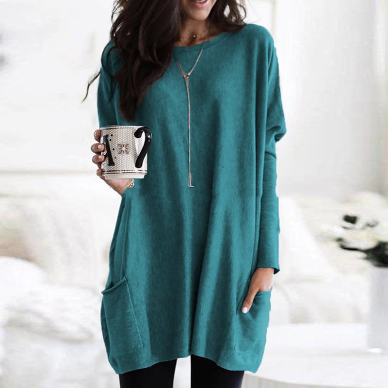 Martina | Damen Winter Tunika-Strickpullover mit langen Ärmeln