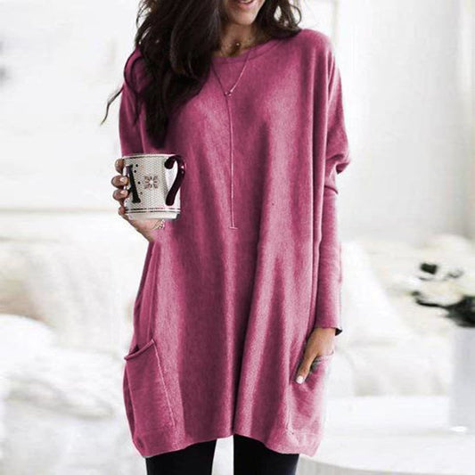 Martina | Damen Winter Tunika-Strickpullover mit langen Ärmeln