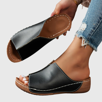 Lydia | Damen Offene Slip-On Keilabsatz-Sandalen
