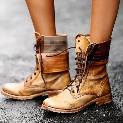 Beatrice | Damen Vintage Schnürstiefel aus Leder