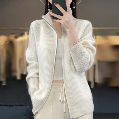 Johanna | Damen Winter Strickjacke mit Reißverschluss