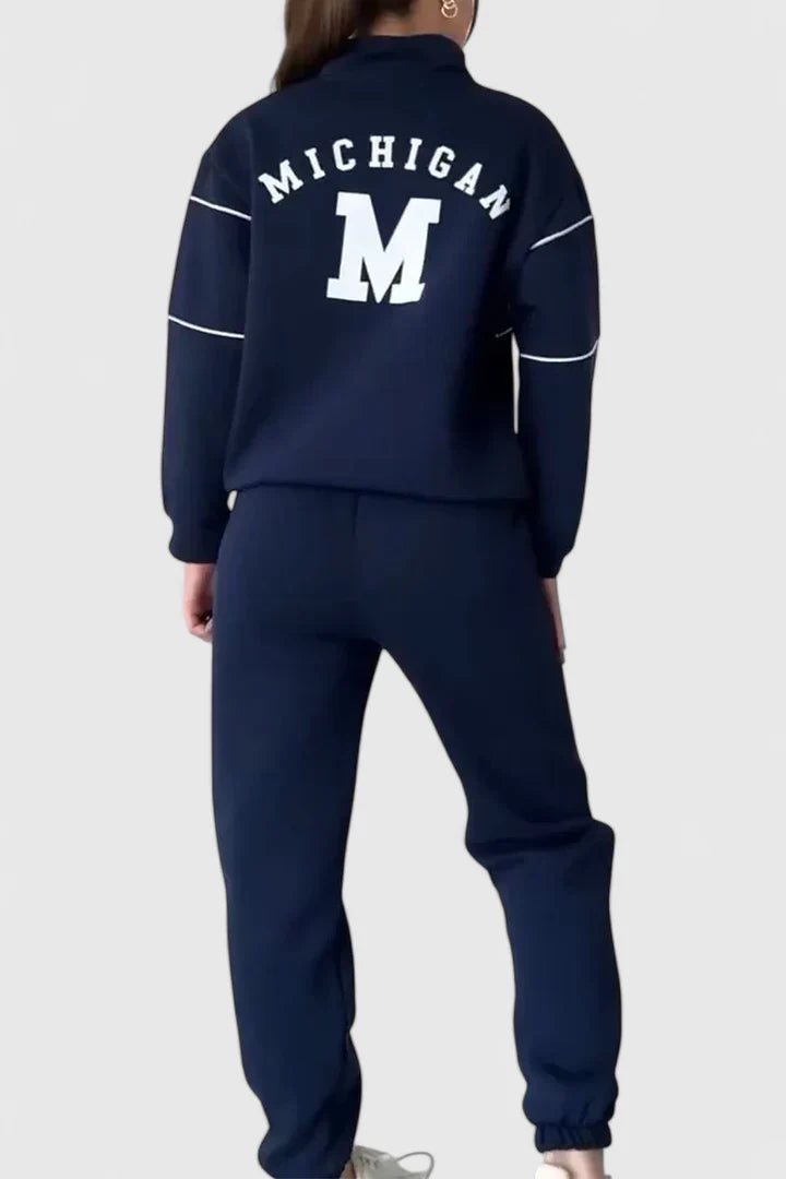 Karin | Damen Trainingsanzug mit Halbem Reißverschluss und Kontrastbesatz