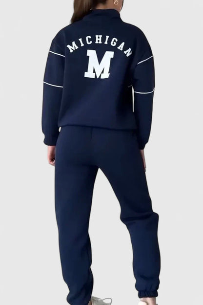 Karin | Damen Trainingsanzug mit Halbem Reißverschluss und Kontrastbesatz