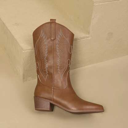 Marion | Damen Winter Cowboy Stiefel mit Flügel-Design