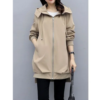 Andrea | Damen Winter Lange Kapuzenjacke mit Reißverschluss