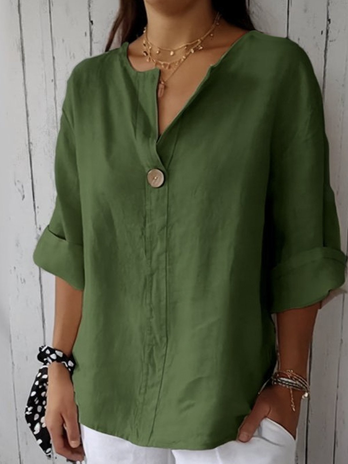 Emilia | Damen Sommerbluse mit Knopfdetail