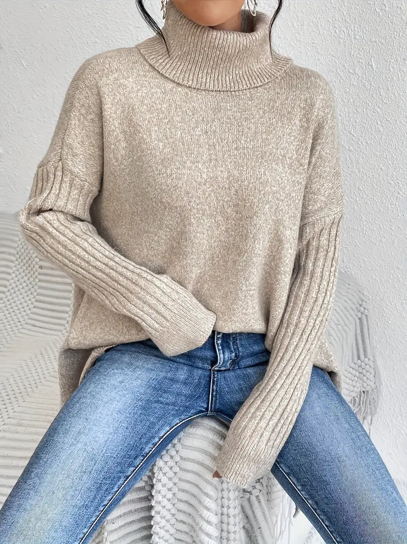 Doris | Damen Winter Strickpullover mit Rollkragen