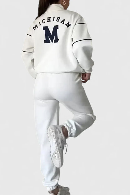 Karin | Damen Trainingsanzug mit Halbem Reißverschluss und Kontrastbesatz