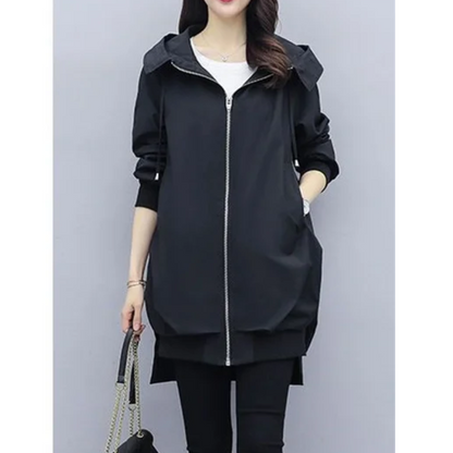 Andrea | Damen Winter Lange Kapuzenjacke mit Reißverschluss