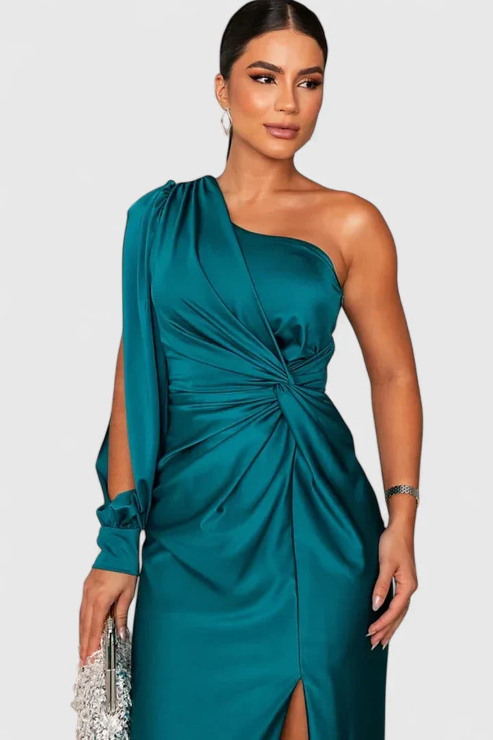 Magdalena | Damen Abendkleid mit Einer Schulter und Raffung