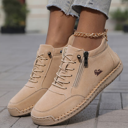 Elfriede | Damen Bequeme Schnürschuhe mit Reißverschluss