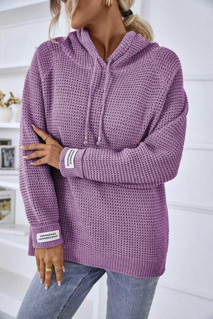Karin | Damen Winter Waffelstrick Hoodie Sweater