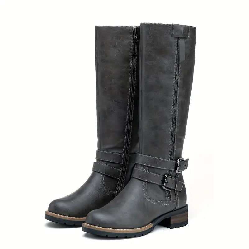 Viviane | Damen Winterstiefel mit Schnallen kniehoch