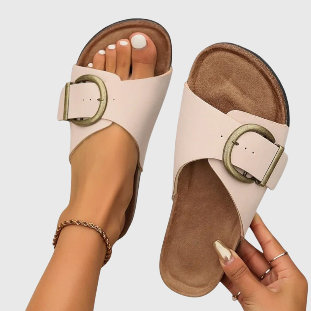 Monika | Damen Lässige Slip-On-Sandalen mit Schnalle
