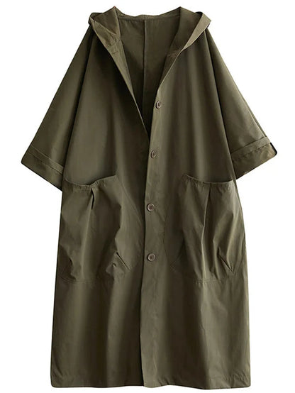 Julia | Oversized Langer Freizeitmantel mit Kapuze für Damen