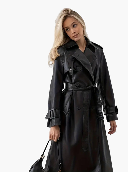 Julia | Damen Trenchcoat mit Gürtel und langen Ärmeln