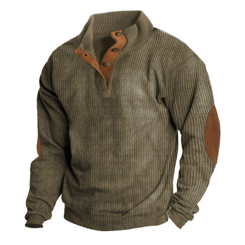 Robert | Herren Gerippter Pullover mit Ellbogen-Patches